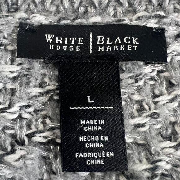 White House Black Market Womens Sweater L Gray Marled Knit V-Neck Pullover - Picture 4 of 6